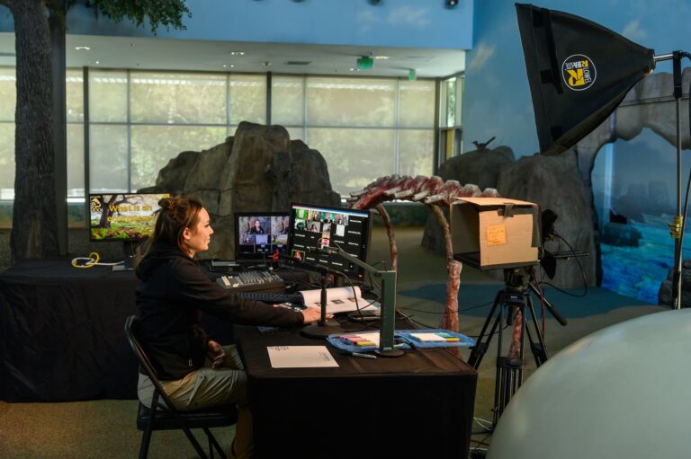Zoo School Webinars Learning and Engagement staff filming a webinar.