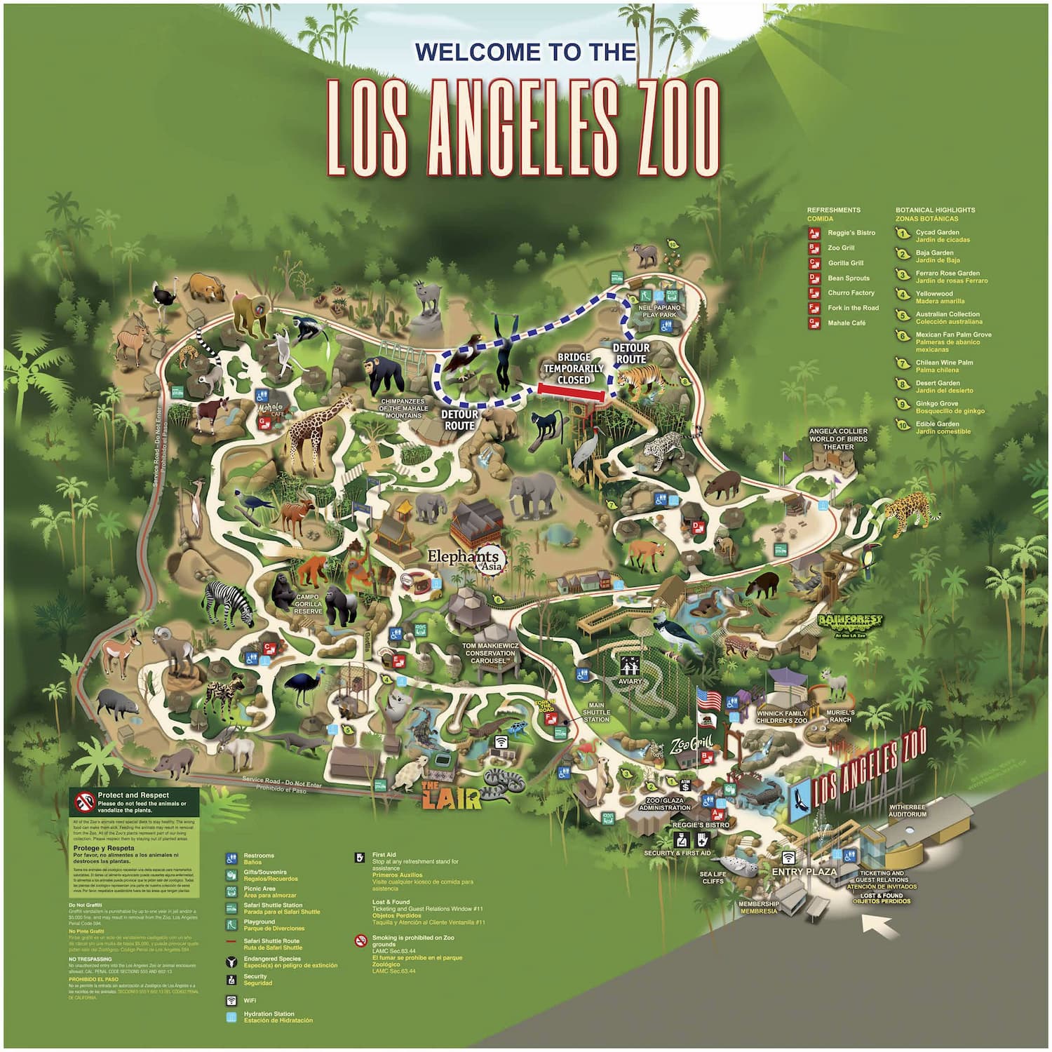 Zoo Map Los Angeles Zoo and Botanical Gardens (LA Zoo)