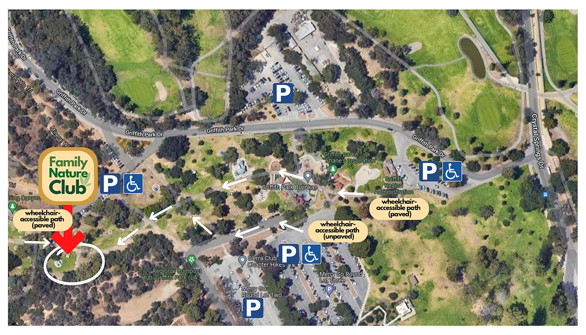 A map of where to find Family Nature Club