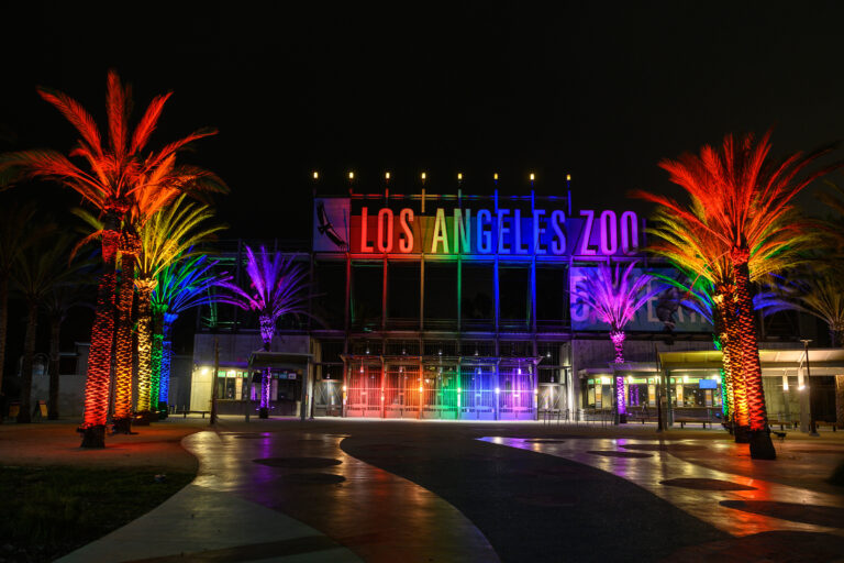 Events Los Angeles Zoo And Botanical Gardens   Zoo Front Entrance Pride Lights JEP 0058 768x512 