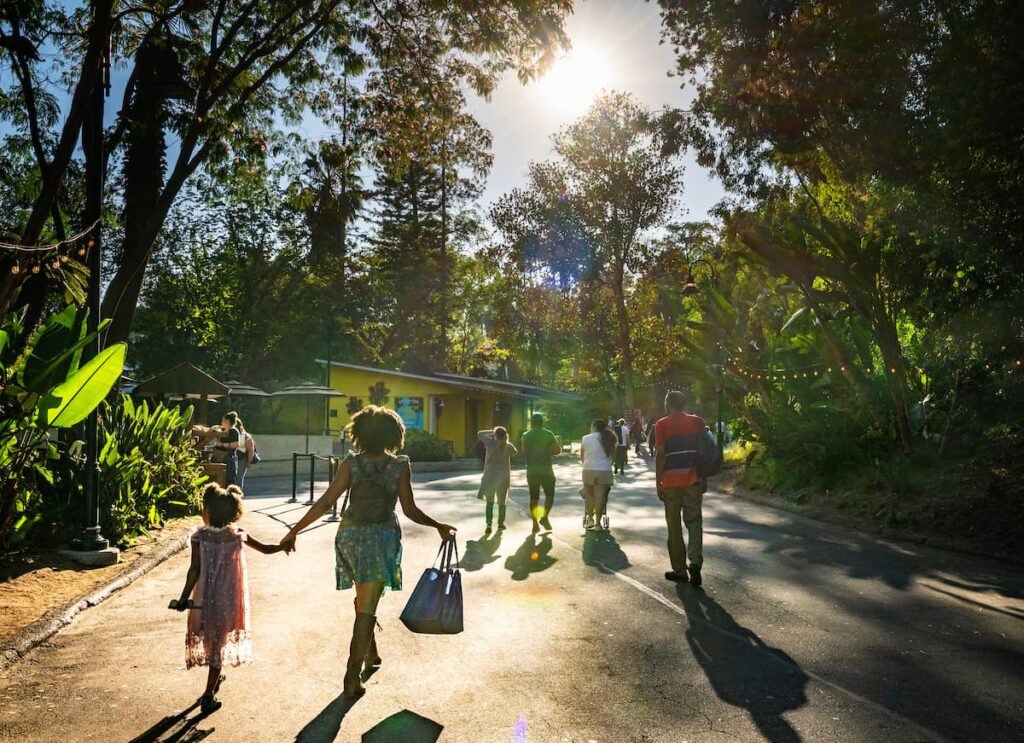 People walking through the L.A. Zoo