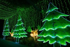 Tree and elk lanterns at L.A. Zoo Lights: Animals Aglow