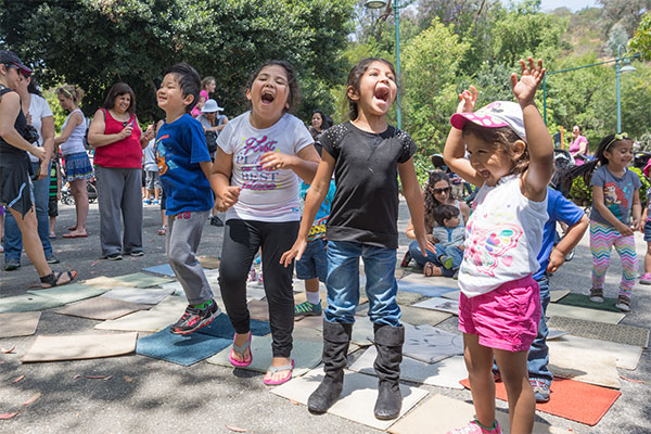 Kids dancing outside the LA Zoo