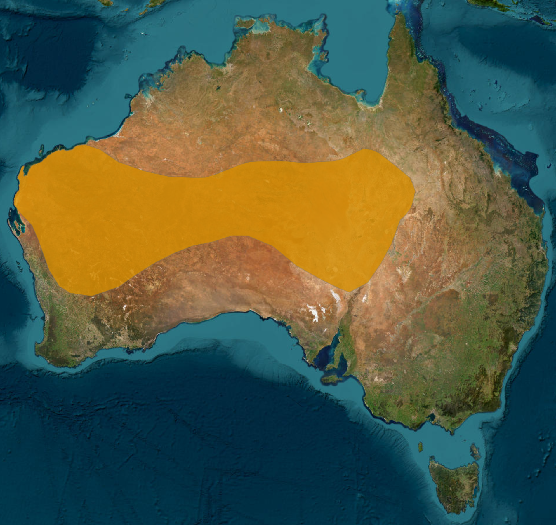 The image displays the range of the Perentie monitor across Australia. 