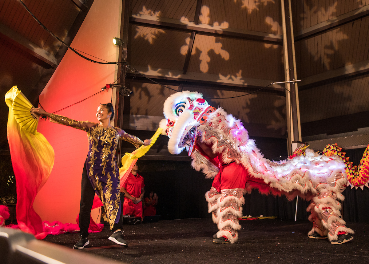 Festive decorations during Lunar New Year at the Los Angeles Zoo.